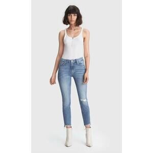 Mother The Looker Fray Ankle Step Fray Jeans in Exposed Secrets Wash